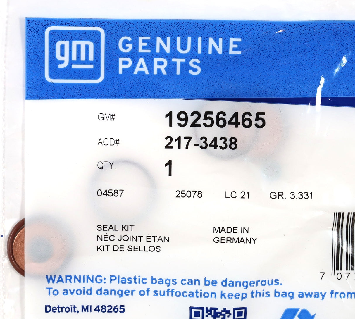 GM 19256465 Fuel Injector Seal O-Ring Kit 2011–2016 Silverado Sierra LML Duramax