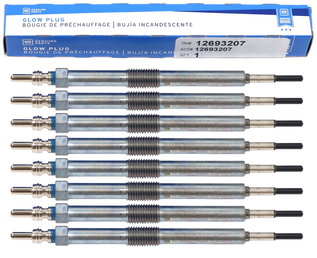 Set of 8 GM 12693207 Glow Plugs 2024–2026 L5P L5D 6.6L Duramax Silverado Sierra