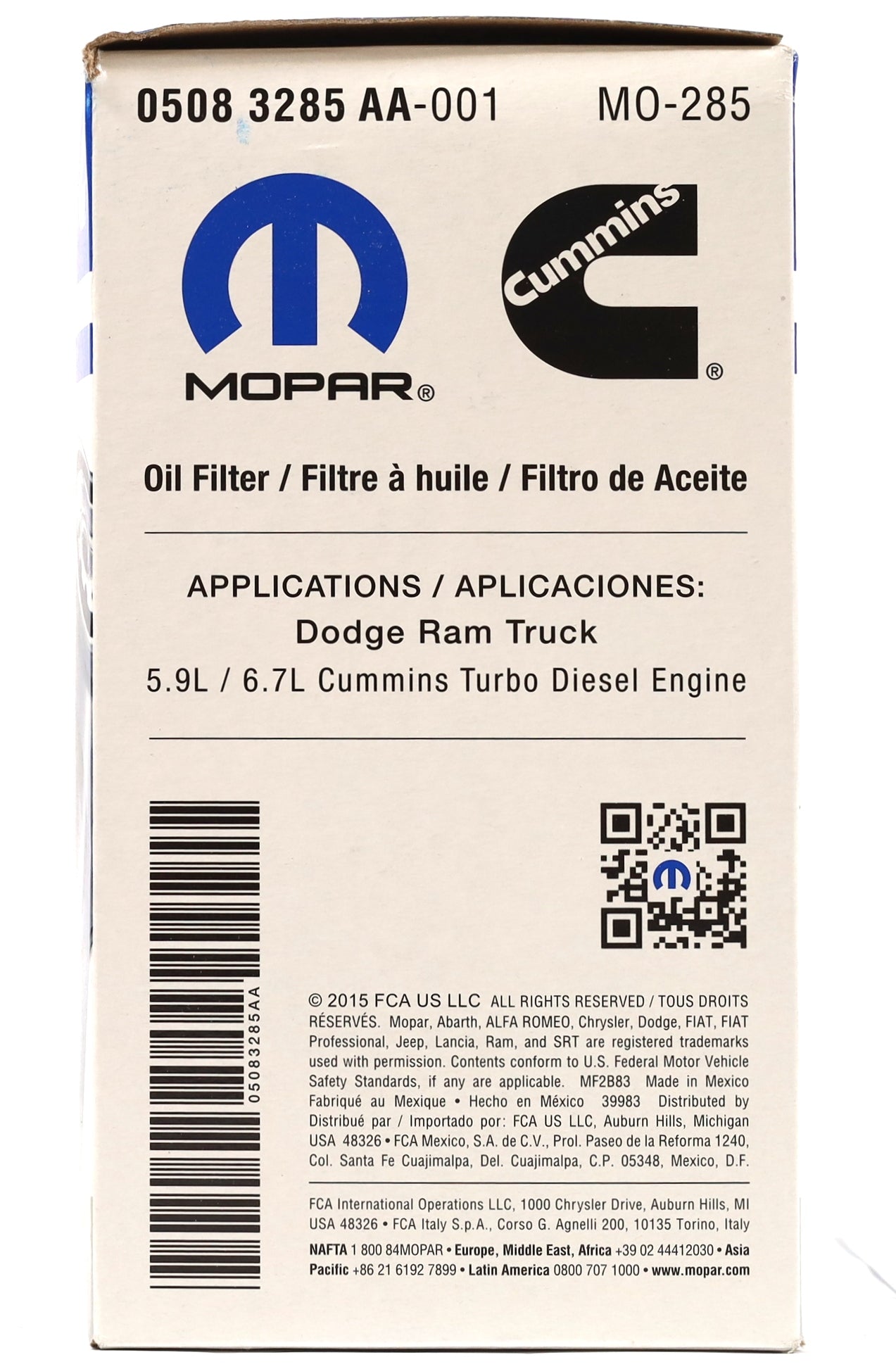 Genuine Mopar 05083285AA MO-285 Engine Oil Filter 1989–2024 5.9L