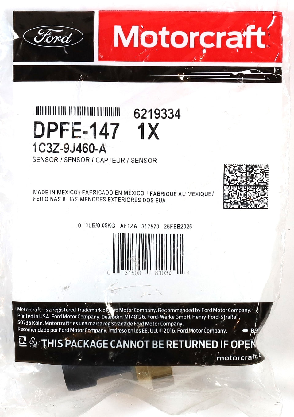Motorcraft DPFE-147 Exhaust Back Pressure EBP Sensor 1994-1996 7.3L Powerstroke