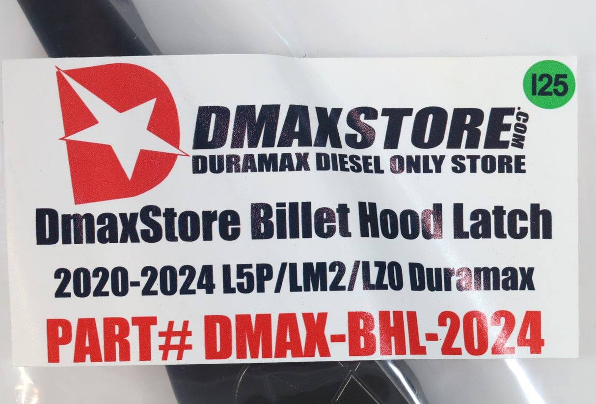 DmaxStore Billet Hood Latch Black 2020-2026 Silverado Sierra Duramax L5P LM2 LZ0