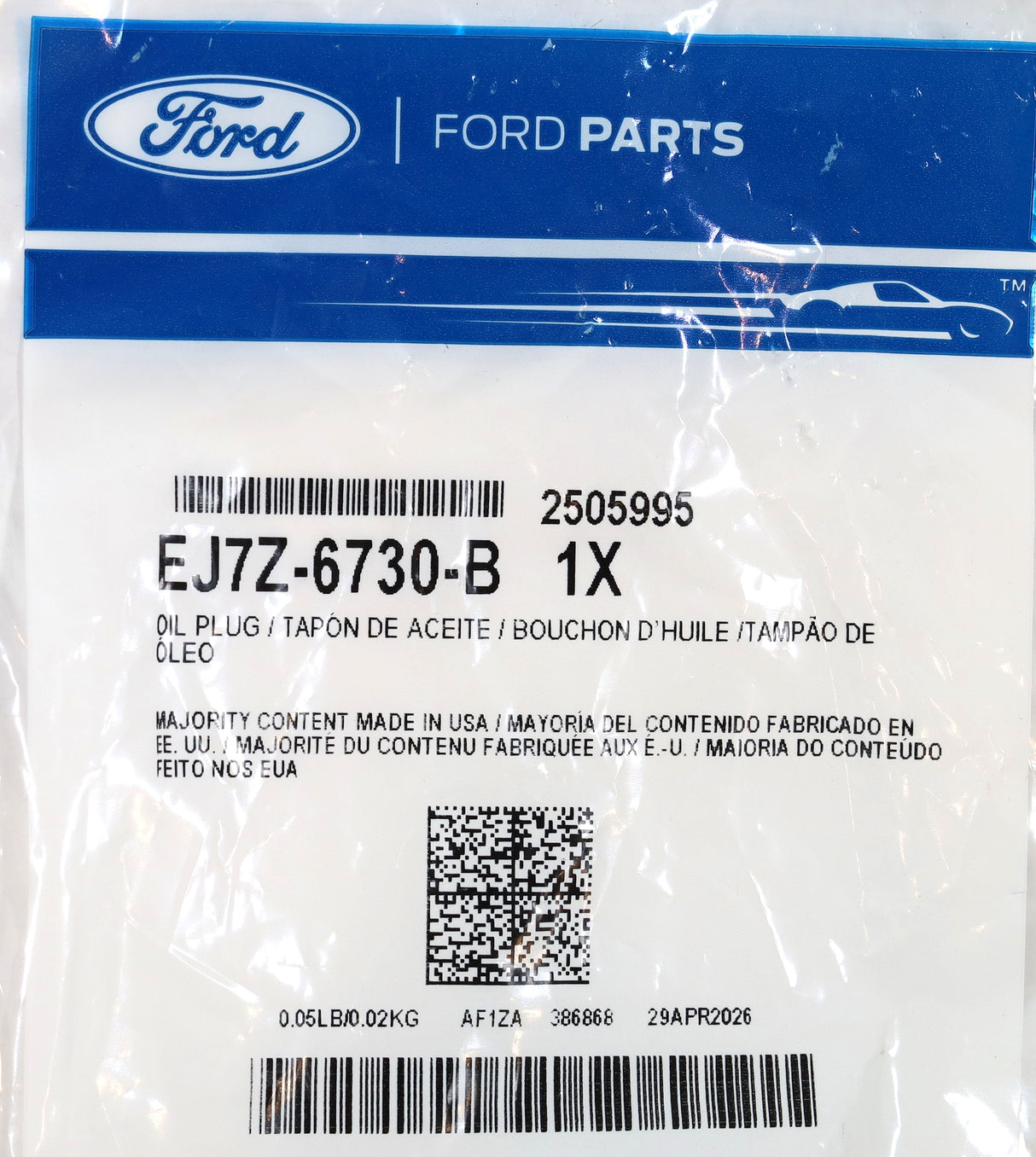 Ford EJ7Z-6730-B Engine Oil Drain Plug 2018-2021 F-150 3.0L Powerstroke