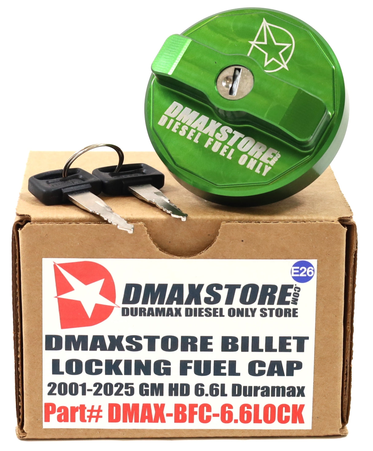 DmaxStore Locking Billet Fuel Cap 2001-2026 Duramax LB7 LLY LBZ LMM LML L5P