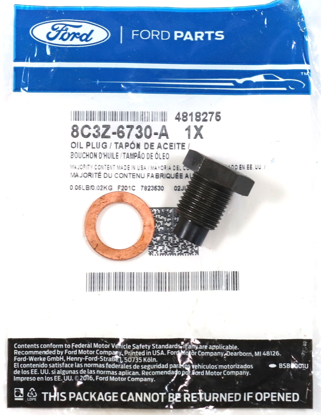 Ford 8C3Z-6730-A Magnetic Oil Drain Plug 7.3L 6.0L 6.4L Powerstroke