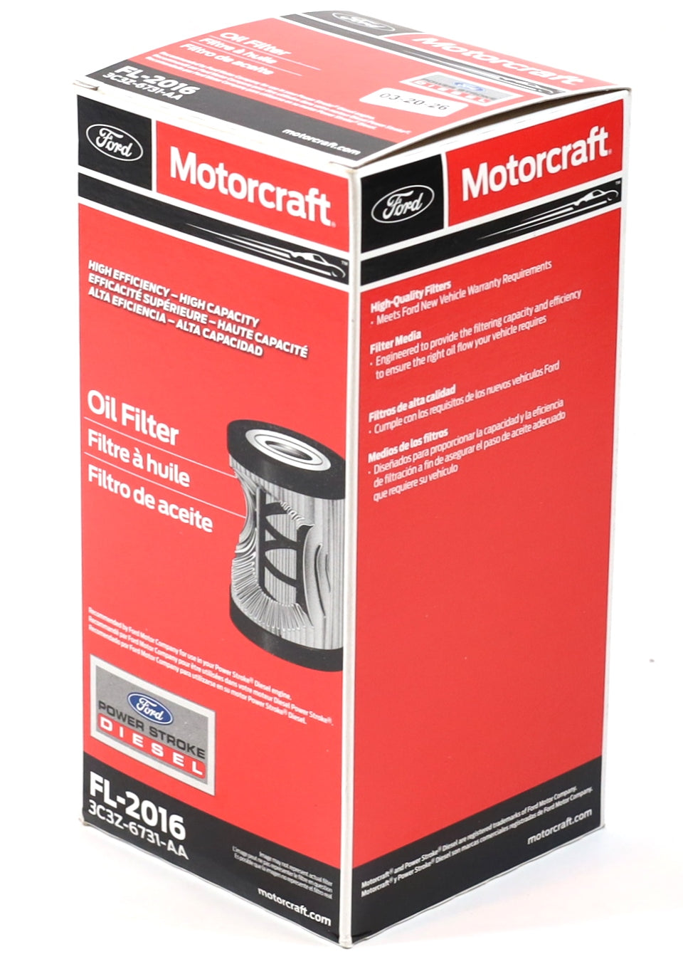 Motorcraft FL-2016 Oil Filter 2003-2010 6.0L 6.4L Powerstroke 3C3Z-6731-AA