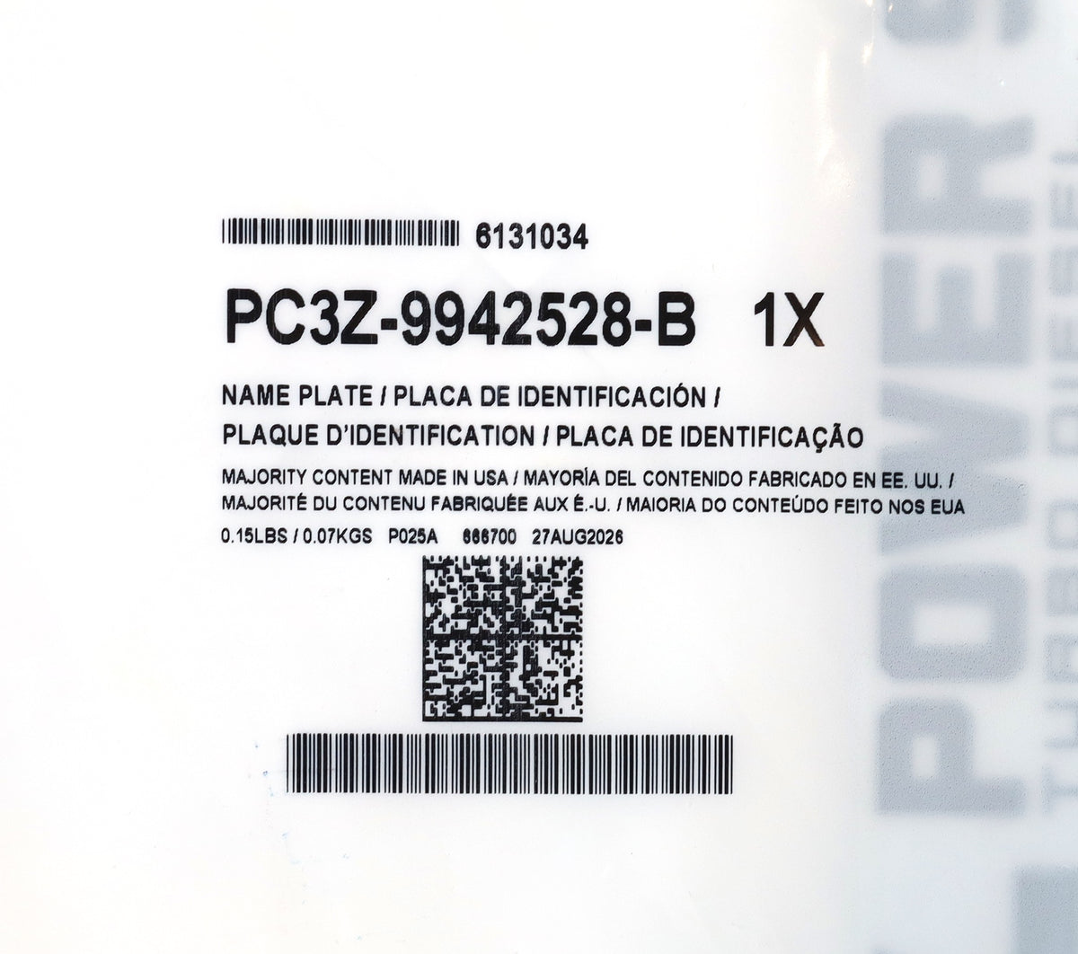 Genuine Ford PC3Z-9942528-B Door Emblem 2023-2026 6.7L Powerstroke Turbo Diesel