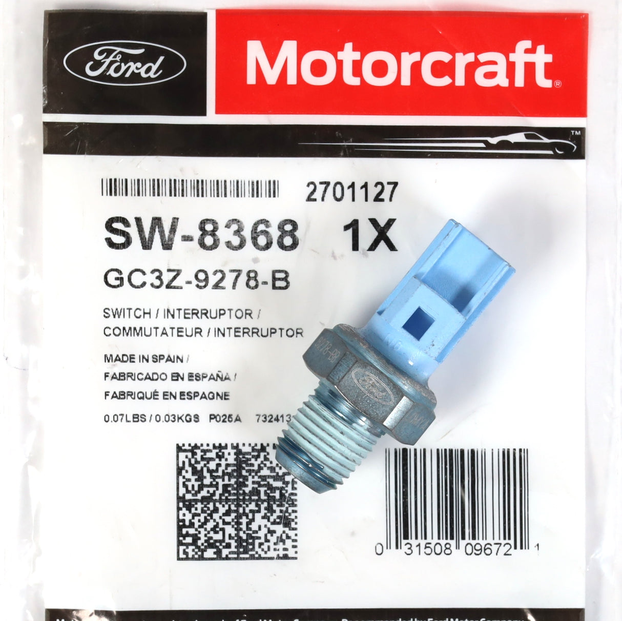 Motorcraft SW-8368 / GC3Z-9278-B Engine Oil Pressure Sensor 2011-2019 6.7L Powerstroke