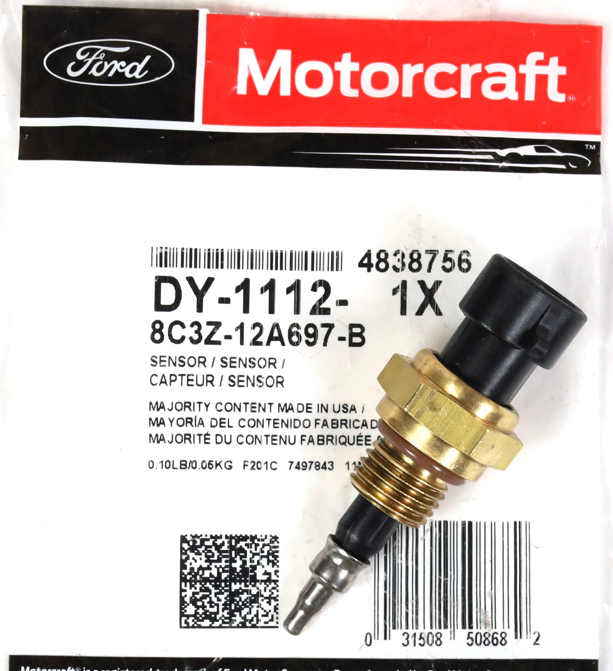 Motorcraft DY-1112 / 8C3Z-12A697-B Intake Air Temperature Sensor 2008-2010 6.4L Powerstroke