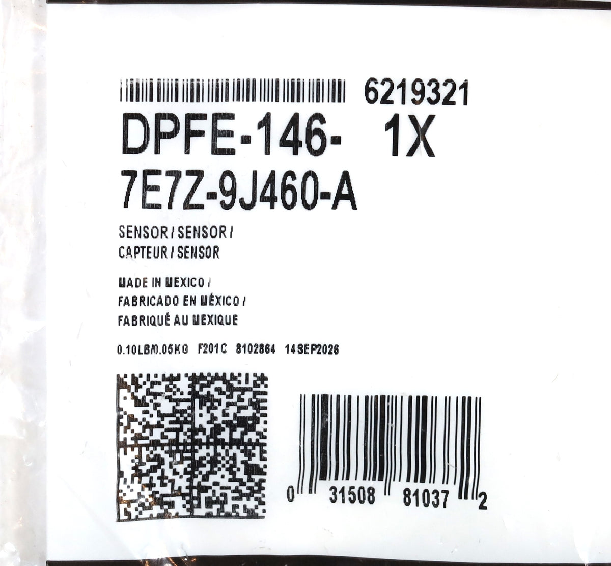 Motorcraft DPFE-146 Exhaust Back Pressure EBP Sensor 2008-2010 6.4L Powerstroke