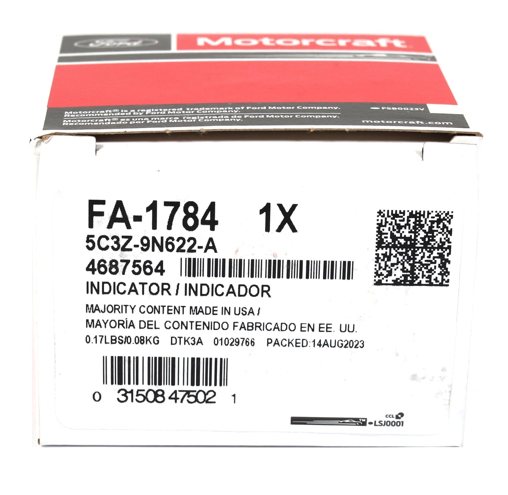 Motorcraft FA-1784 / 5C3Z-9N622-A Intake Air Filter Indicator 2002