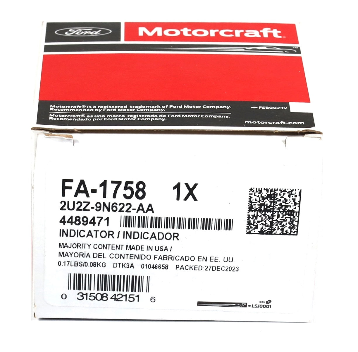 Motorcraft FA-1758 / 2U2Z-9N622-AA Intake Air Filter Indicator