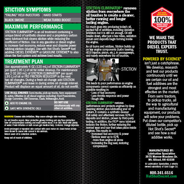 Hot Shot's Secret Stiction Eliminator Engine Oil Additive
