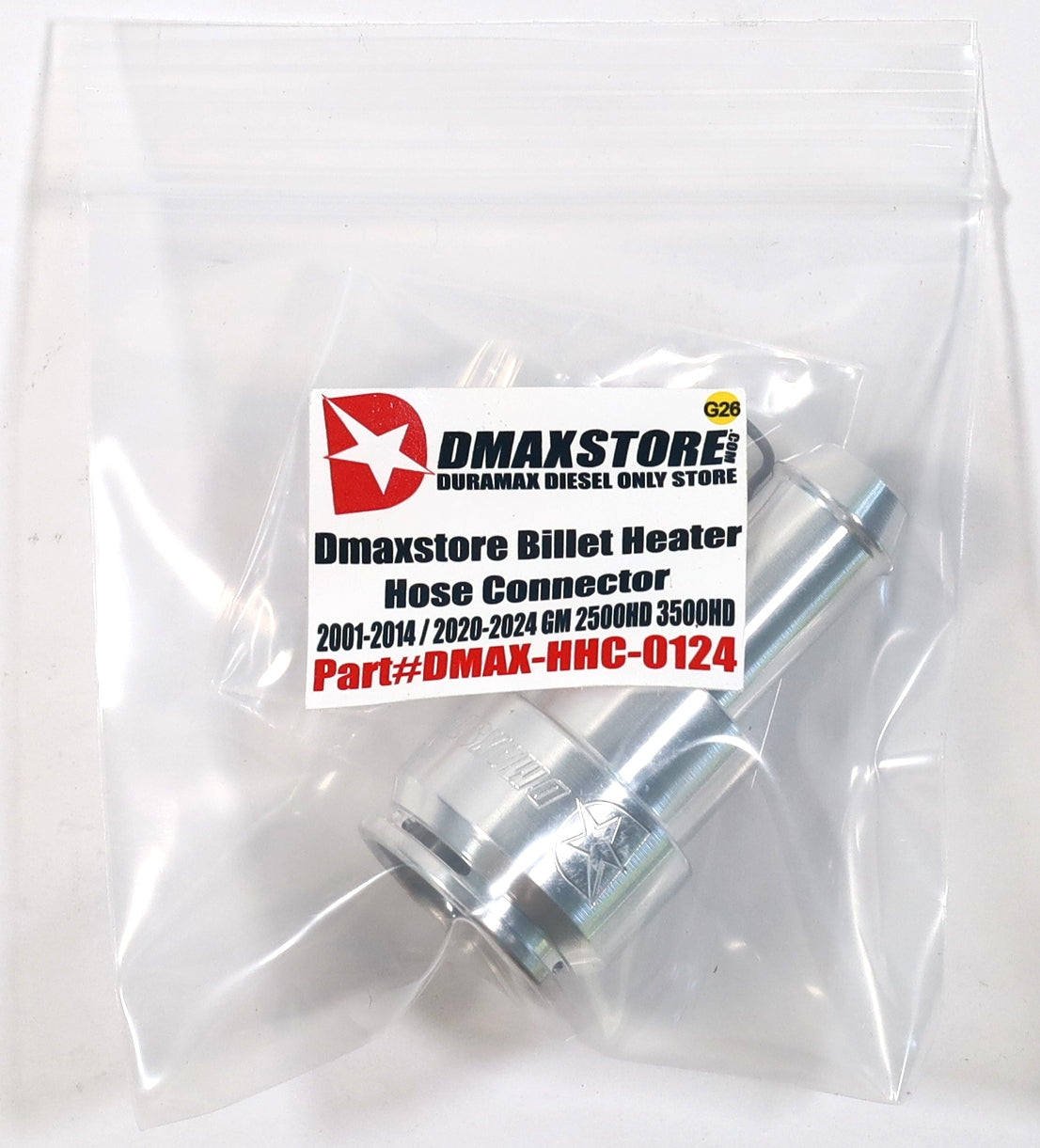 DmaxStore Billet Heater Hose Connector 2001-2026 Duramax LB7/LLY/LBZ/LMM/LML/L5P