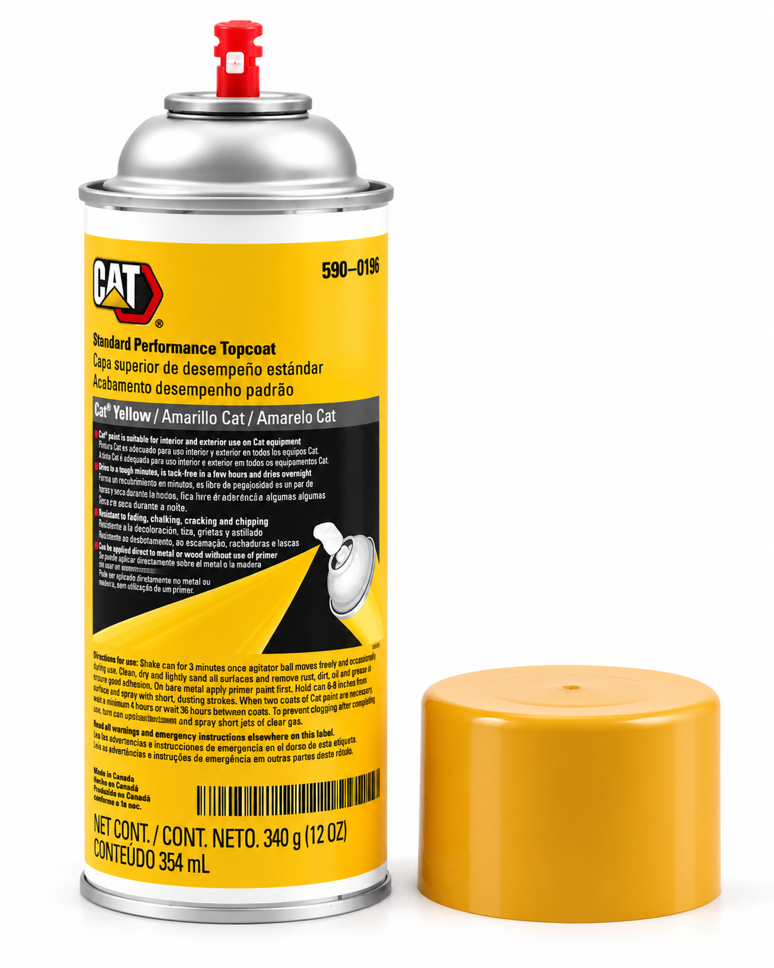 Genuine CAT 590-0196 Caterpillar Yellow Spray Paint 12 oz Aerosol Topcoat