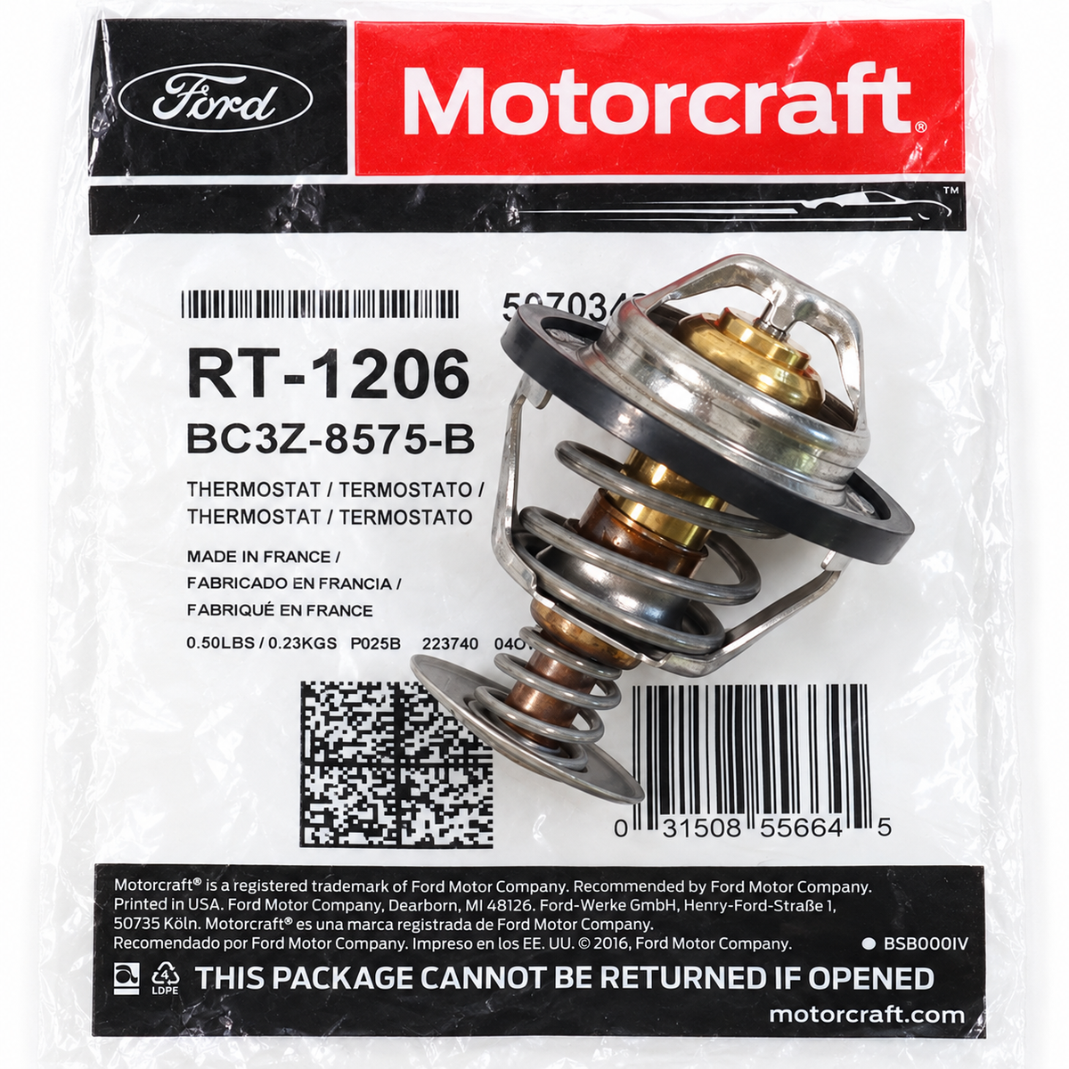Ford Motorcraft RT-1206 RH High Temp Thermostat 2011-2016 6.7L Powerstroke