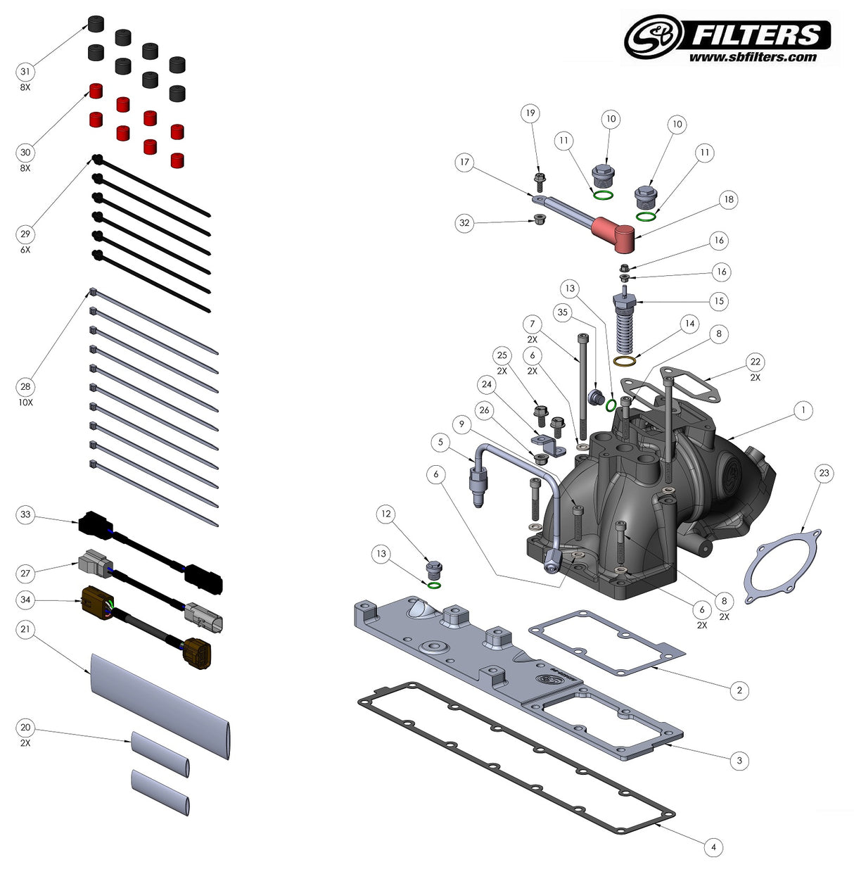 S&B 76-1012 Intake Elbow & Grid Heater Delete Kit 19–24 6.7L Cummins Ram 2500/3500