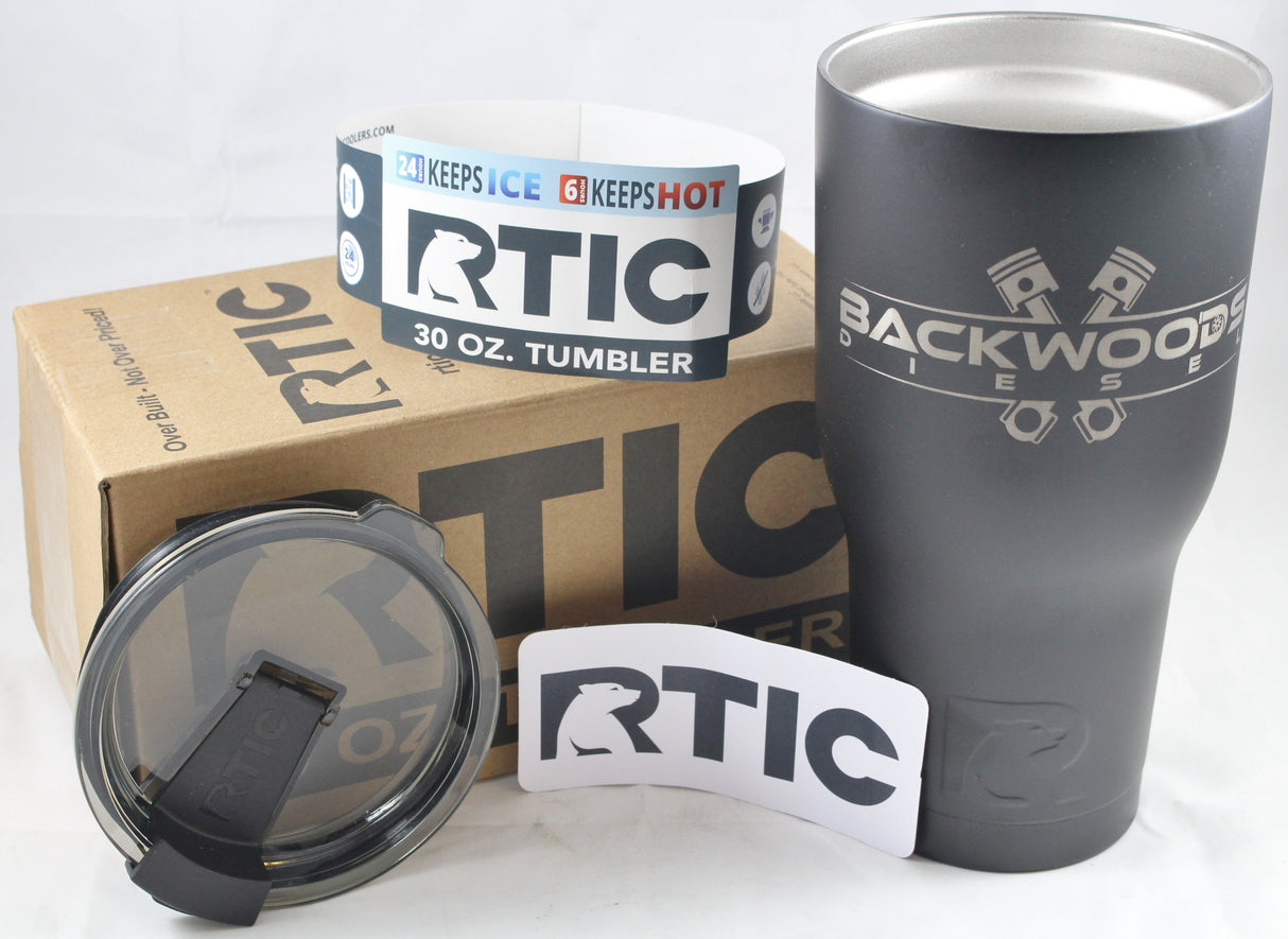 BackWoods Diesel Logo Black RTIC 30oz Stainless Steel Tumbler